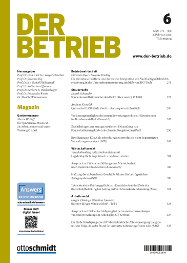  DER BETRIEB (DB), Rubrik Betriebswirtschaft