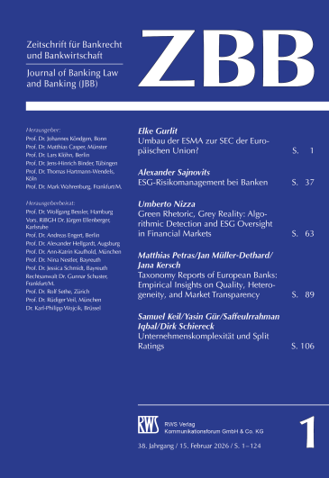  Zeitschrift für Bankrecht und Bankwirtschaft (ZBB)