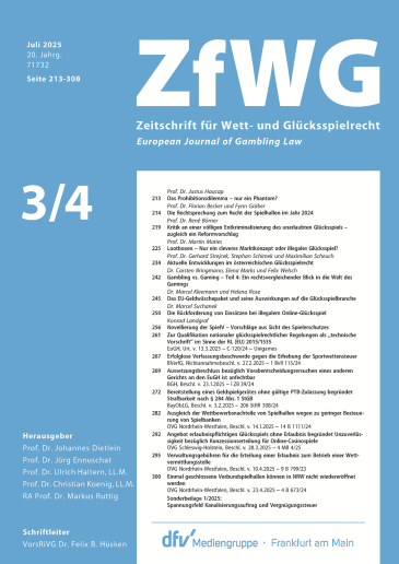  Zeitschrift für Wett- und Glücksspielrecht (ZfWG)
