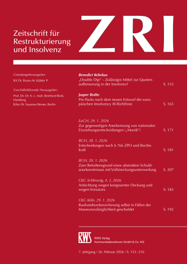 Zeitschrift für Restrukturierung und Insolvenz (ZRI)
